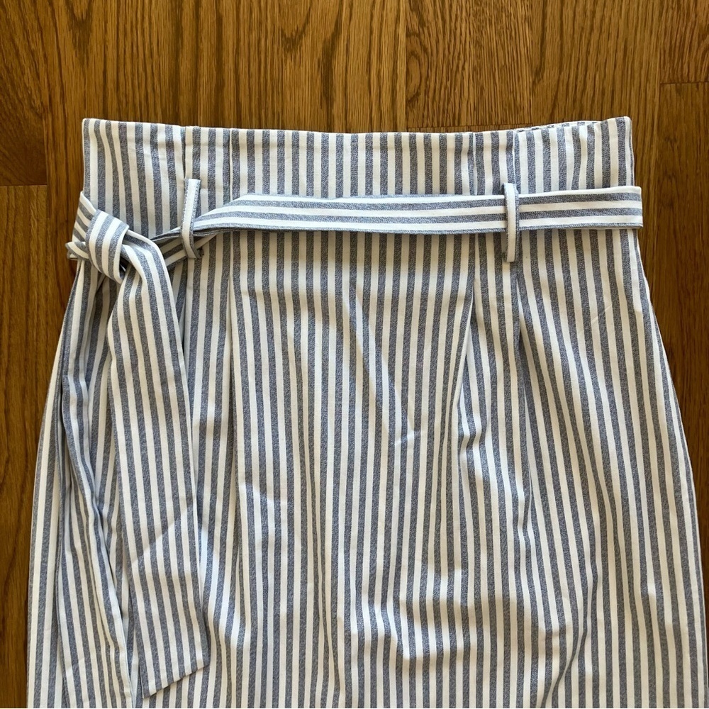 Antonio Melani High Waist Pencil Midi Blue & White Stripe Skirt (6) - Picture 2 of 10